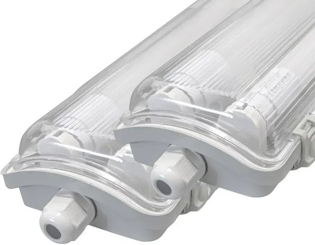 LUXULA 2er-Set LED Feuchtraum Wannenleuchten in Weiß mit T8 LED-Röhren, 4000K, IP65, IK08, Länge: 120 cm - Bild 1