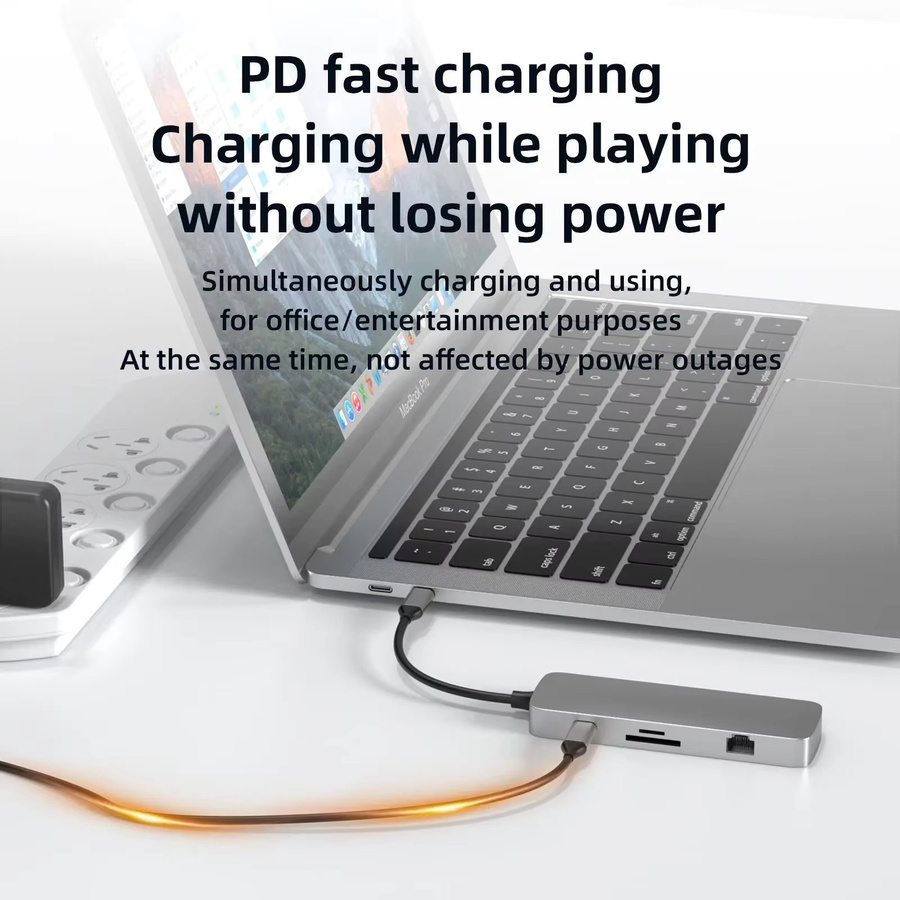 Basix 8in1 USB-C Dockingstation mit 4K HDMI und 100W PD Port für MacBook Pro Air und Laptop - Bild 3
