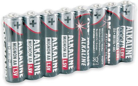 Ansmann Alkaline AA Batterien in der Farbe Rot und Silber, 8er Packung - Bild 1