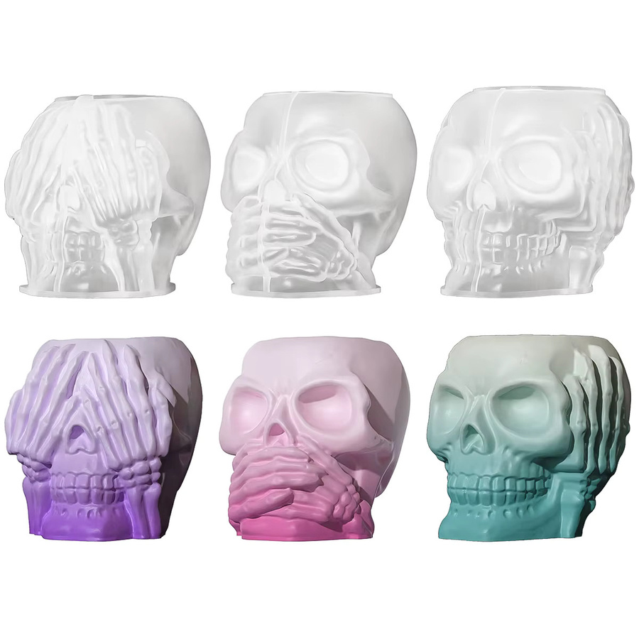 UDOCOOL 3D Schädel Silikonform für DIY Halloween Handwerk und kreative Objekte wie Stifthalter oder Blumentöpfe - Bild 5