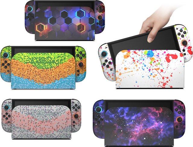 DOBE Konsolenhaut-Komplettset TNS-5192 für Nintendo Switch 2 mit Joycons, Griffen und Dock in Petrol und Multicolour - Bild 1