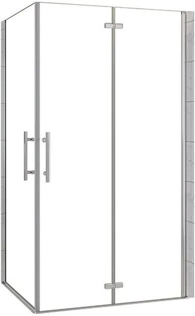 Duschparadies Eckeinstieg Duschkabine mit Falttür und Drehtür aus 6mm Nano Glas, Transparent, B: 76 cm, T: 100 cm, H: 195 cm - Bild 1