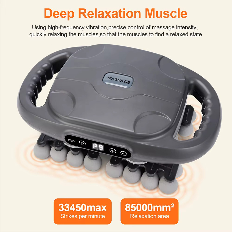 Foreverlily Faszienpistole in Grün mit 42 Massageköpfen für tiefe Hochfrequenzvibration zur Körperentspannung von Rücken, Schulter und Waden - Bild 3