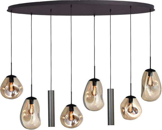 Masterlight Lava 6/2 Pendelleuchte 8-flammig oval aus Glas in Gold Fumé und Schwarz matt - Bild 1