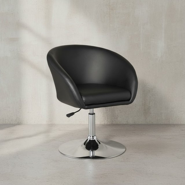 KADIMA DESIGN Loungesessel LIFT im Retro-Design mit Armlehnen aus Kunstleder und Metallgestell, Farben: Schwarz oder Weiß - Bild 1