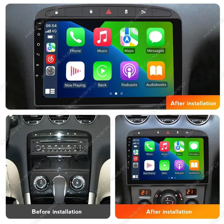STRONGNAVI Carplay Android Auto Autoradio mit GPS und WIFI für Peugeot 308 308S 408 (2010-2016), 2DIN Multimedia System in Schwarz - Bild 2