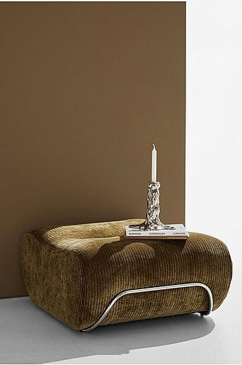 Archie Hocker Pastill in Grün, Braun oder Silber im Retro-Design mit Polsterung und Holz-Metall-Gestell - Bild 1