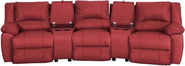 Vente-unique Relaxsofa Aroma in Rot aus Leder mit 308 cm Breite - Bild 1