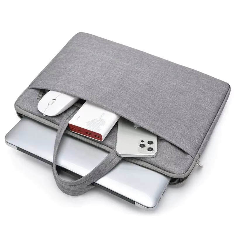 Laptop-Tragetasche mit wasserdichtem und stoßdämpfendem Samt-Innenfutter für MacBook Pro 13, 14, 15 Zoll in Schwarz und Grau - Bild 3