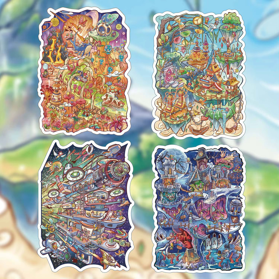 Große Landschaftsaufkleber, 3D-Hausaufkleber, Natur, Pappe / Karton, Bunt / Mehrfarbig - Bild 1