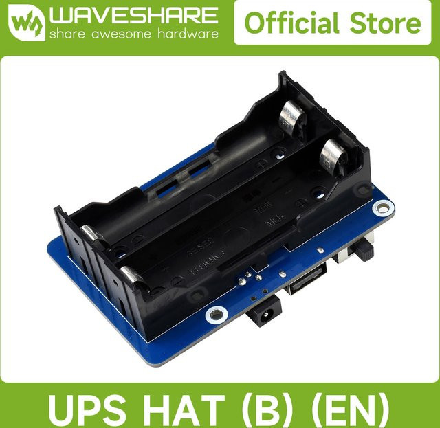 Waveshare USV HAT (B) unterbrechungsfreie Stromversorgung für Raspberry Pi 5/4B/3B mit 5V und 5A zur Nutzung von 2x 18650 Li-Batterien - Bild 1