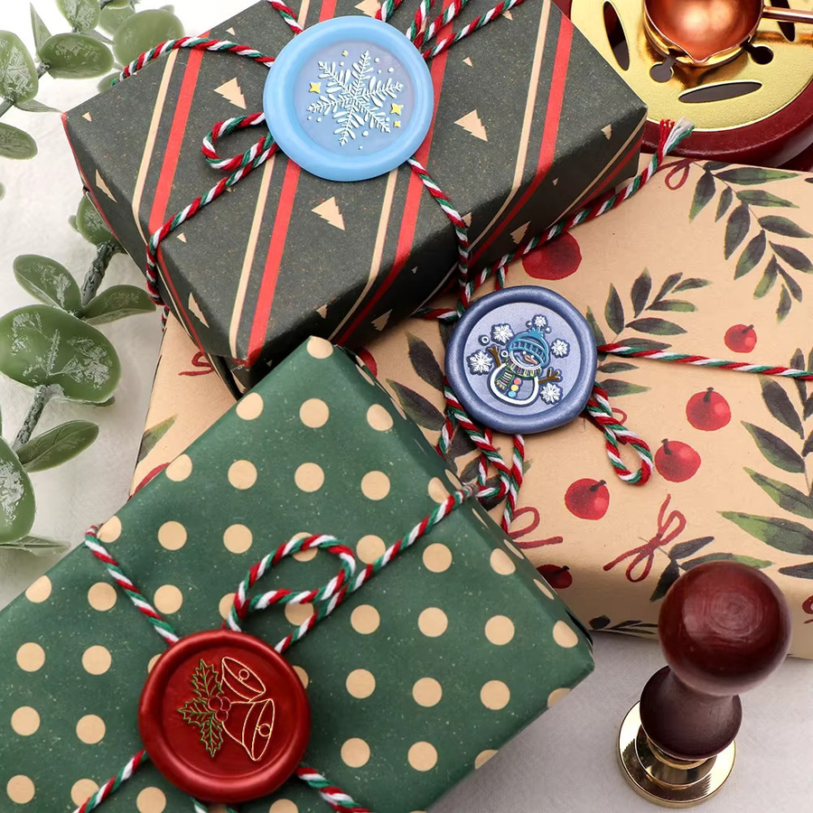 Wachssiegelstempel aus Messing und Holz für Weihnachtskarten, Hochzeitseinladungen und Dekoration - Bild 4