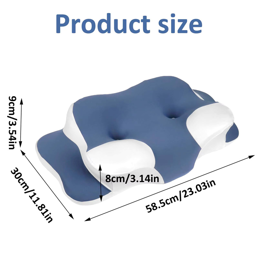 HGTUGO Ergonomisches Nackenkissen aus Memory-Schaum mit Eisseiden-Bezug in Blau zur Unterstützung von Nacken und Schultern für Rücken- und Seitenschläfer - Bild 5