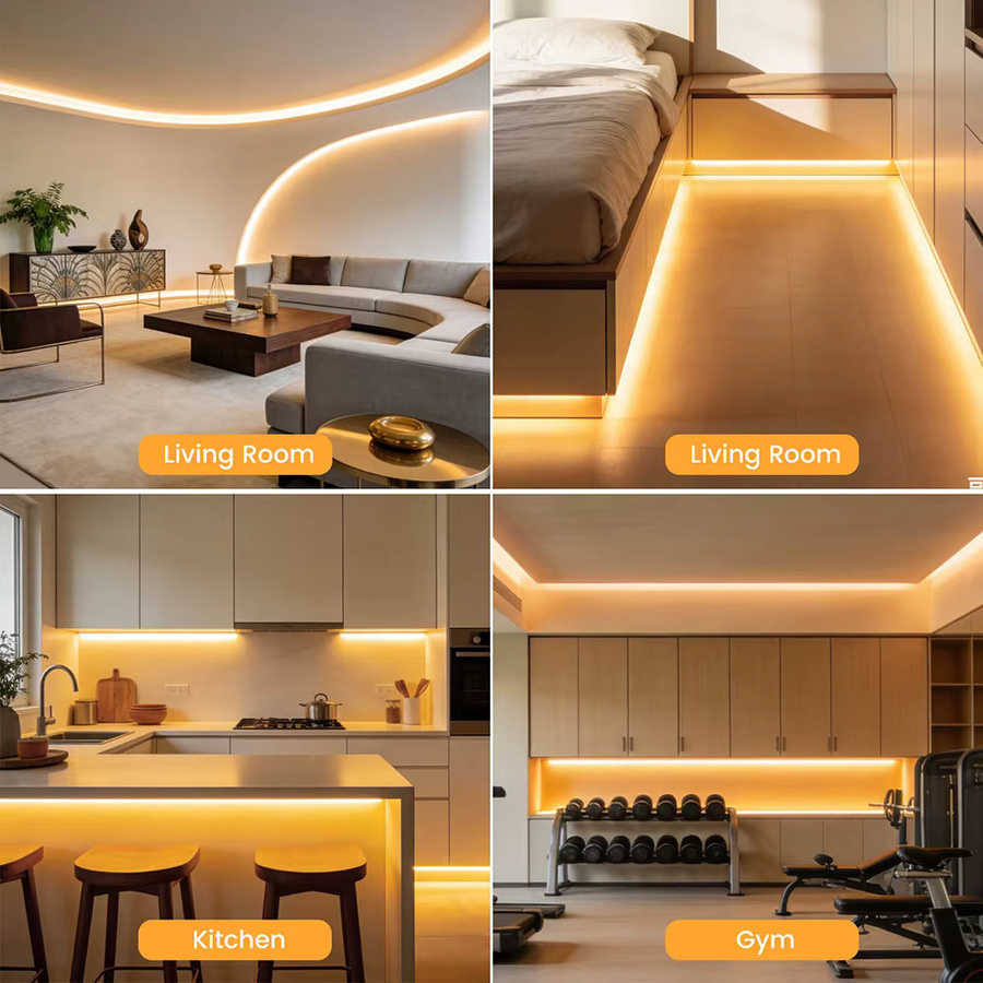 HAGAHA COB LED-Streifenlicht Set mit Dimmer-Kit, 220V dimmbarer weißer Neon-LED-Streifen mit 288 LEDs und Silikon-Schlauch für moderne Raumbeleuchtung - Bild 4