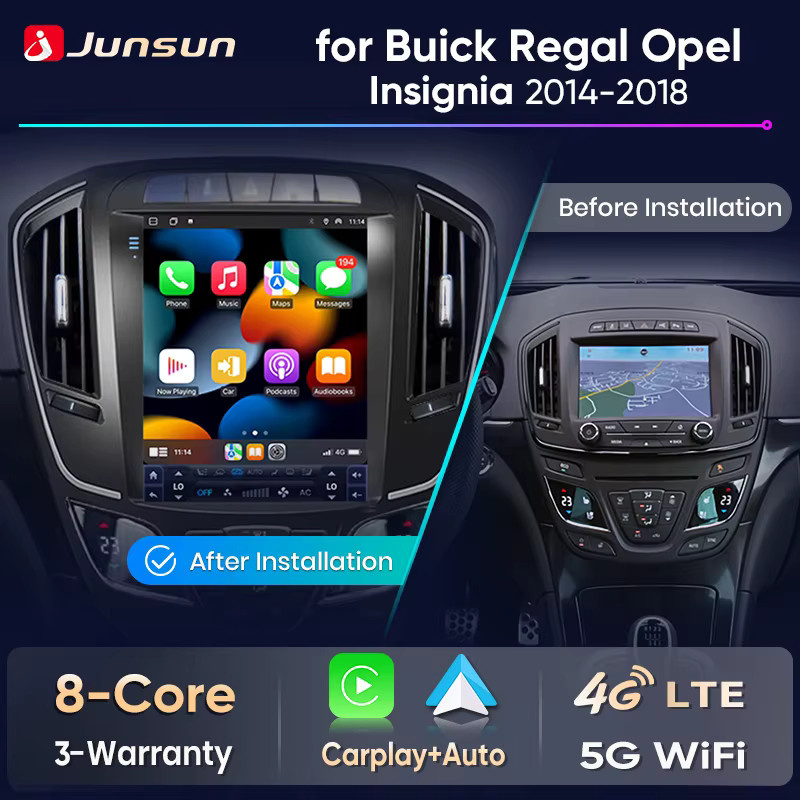 Junsun Tesla Stil Android Auto und CarPlay Radio für Buick Regal und Opel Insignia 2014-2018 in Schwarz mit WiFi, GPS und Bluetooth - Bild 2