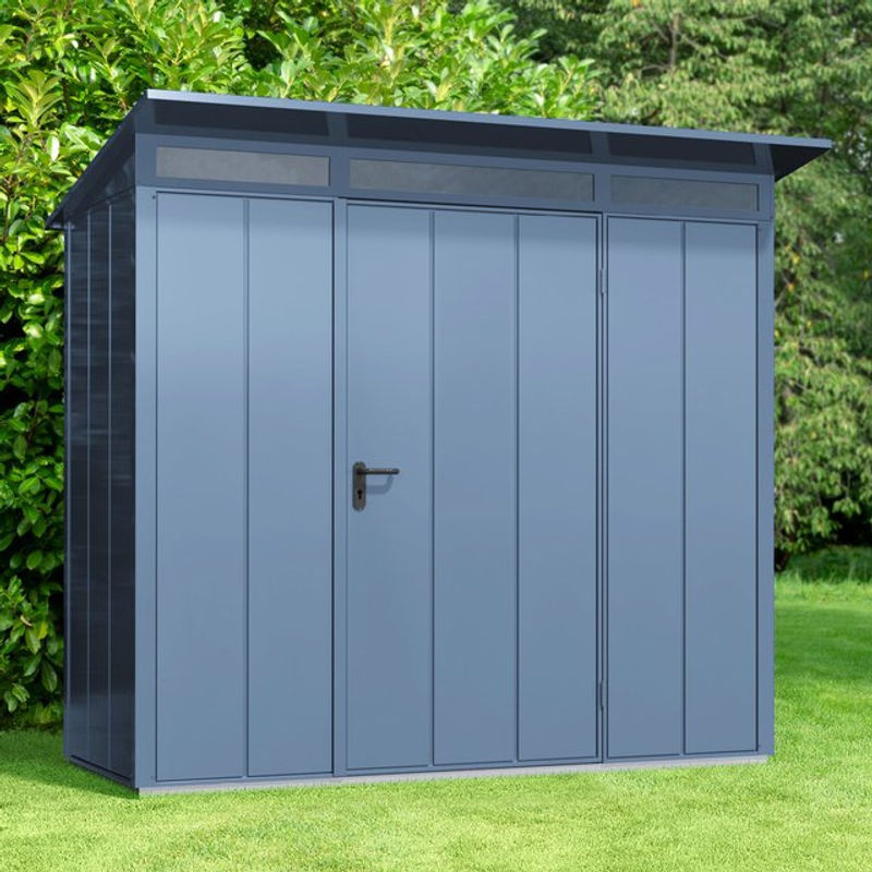 Ecostar Gerätehaus Elegant-P aus Metall in Blau, B/H/T: 238 x 228,6 x 107,8 cm - Bild 4