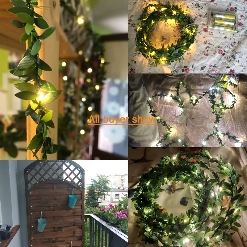 LED Kupferdraht Beleuchtungskette mit grünen Blättern, Batteriebetrieben, für Dekoration bei Hochzeit, Weihnachten oder Party - Bild 5