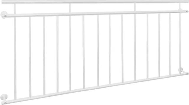 ECD Germany Französischer Balkon aus Stahl mit 14 Füllstäben, Farbe: Weiß, B/H: 184 x 90 cm - Bild 1