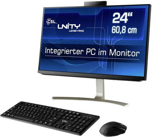 CSL Unity U24B-AMD All-in-One PC in Schwarz mit 23,8 Zoll Full HD Display, AMD Ryzen 7 5700G, 32GB RAM, 500GB SSD und 2TB HDD - Bild 1