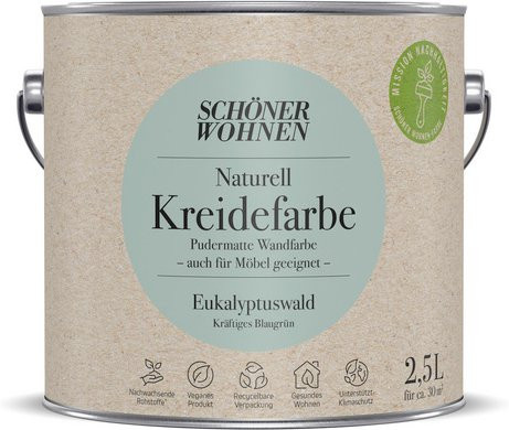 Schöner Wohnen Naturell Kreidefarbe Eukalyptuswald, matt, grün, 2,5 l - Bild 1