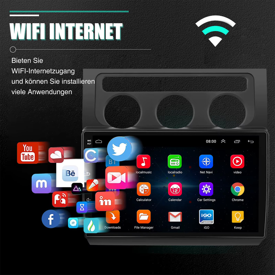 ESSGOO Android 15 Autoradio mit 10 Zoll Display für VW Touran 1T1 1T2 1T3, Wireless Carplay, GPS, Wi-Fi, Bluetooth und Mirror Link in Schwarz - Bild 3