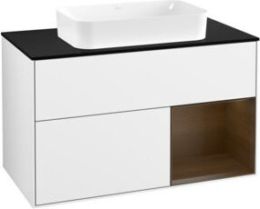 V&B Waschtischunterschrank Finion mit Wandbeleuchtung, Farbe: Glowing White, Breite: 100 cm, Tiefe: 60,3 cm - Bild 1