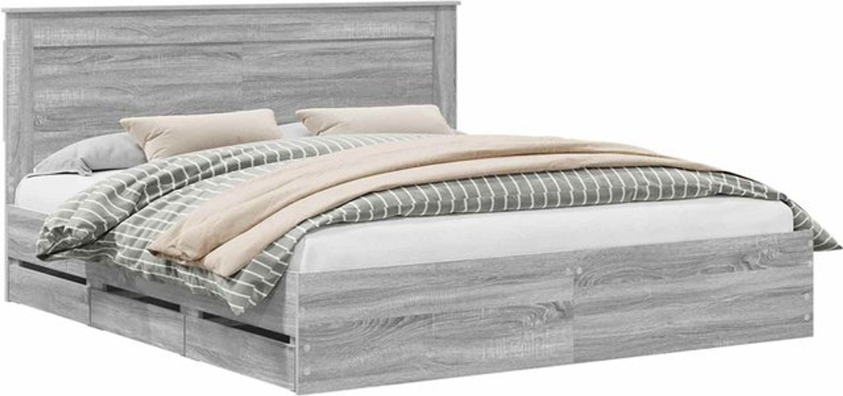 Modernes Funktionsbett vidaXL aus Holzwerkstoff in Grau, B/T/H: 200 x 200 x 44,59 cm - Bild 1