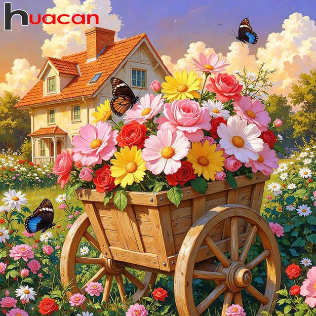 Huacan Diamantmosaik Frühlingsblumen Wanddekoration Mehrfarbig B/H: 20 x 20 cm - Bild 1