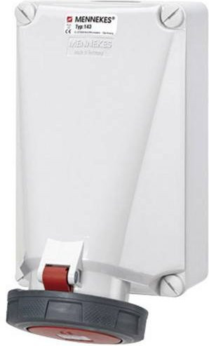 Mennekes CEE Wandsteckdose 143, 125A, 5-polig, 400V, IP67, Unterputz, Weiß - Bild 1
