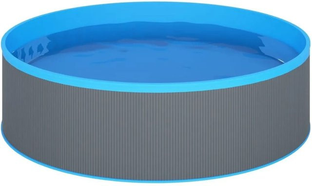 vidaXL Aufstellpool Planschbecken mit Einhängeskimmer und Pumpe, Grau, B: 350 cm, H: 90 cm - Bild 1