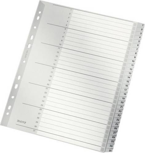 Leitz Register DIN A4 Überbreite Zahlen 1-31 Grau aus Polypropylen mit 31 Blättern - Bild 1