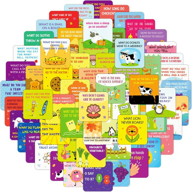 60 Stück Witzkarten für die Lunchbox mit lustigen Wortspielen und Inspirationen in Mehrfarbig - Bild 1