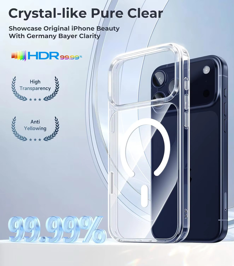 Transparente magnetische Schutzhülle für Apple iPhone kompatibel mit MagSafe und Wireless Charging - Bild 2