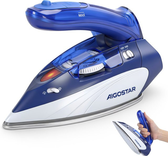 Aigostar Reise-Dampfbügeleisen in Blau mit 1100W, faltbarer Griff, 80ml Wassertank und mehreren Temperaturstufen - Bild 1