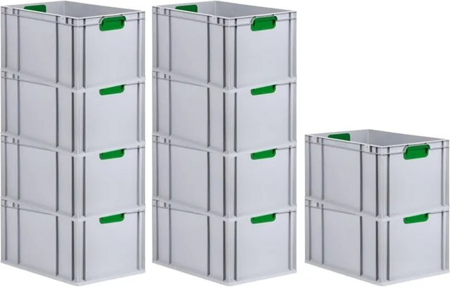 PROREGAL Spar Set 10x Eurobox Nextgen Color Transportboxen mit Griffen und verstärktem Boden, Farbe: Grün, H x B x T: 32 x 40 x 60 cm, 65 Liter - Bild 1