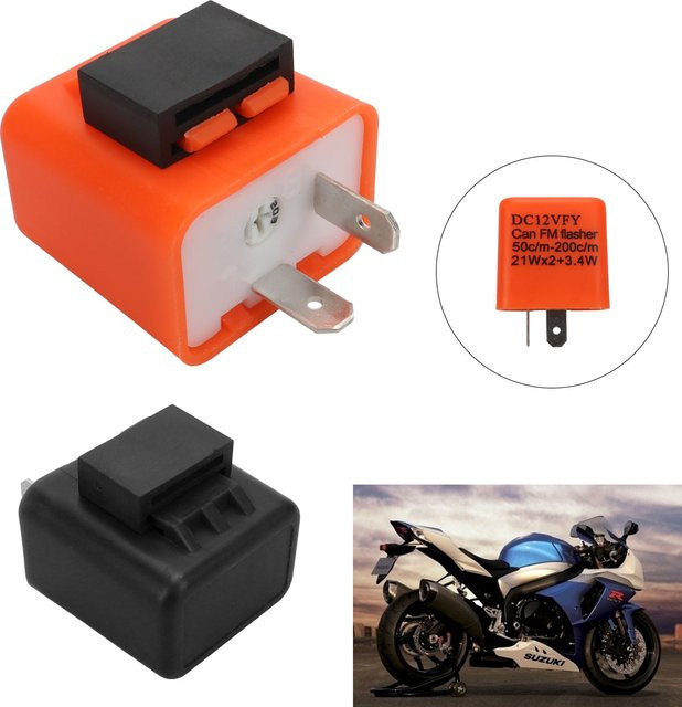 KEVANLY Motorrad LED Blinkrelais 2Pin mit einstellbarer Frequenz in Orange - Bild 1