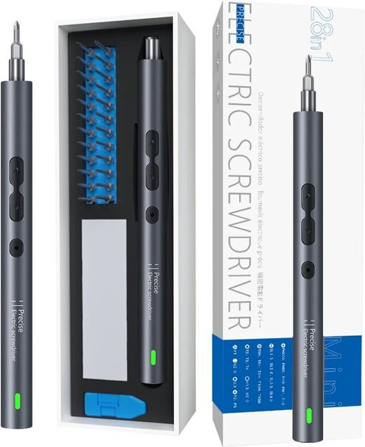 UF·TOOLS 28-in-1 Elektroschrauber-Präzisionsset, kabelloses Mini-Elektrowerkzeug-Set mit magnetischen Bits in Grau - Bild 1
