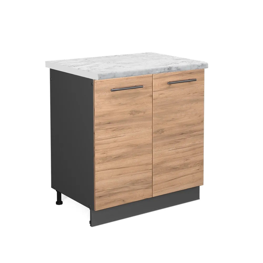 Vicco Spülenunterschrank Fame-Line Goldkraft Eiche/Anthrazit mit Marmor-Optik, B/T/H: 80 x 60 x 82 cm - Bild 2