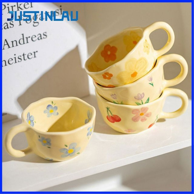 JUSTINLAU Keramiktasse mit floralem Design in Blau und Multicolour, handgefertigte Kaffeetasse, 300 ml - Bild 1