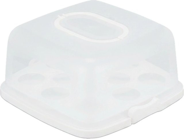 Relaxdays Kuchentransportbox aus PP mit Klickverschluss, Weiß, B: 16 cm, T: 34 cm, H: 32,5 cm - Bild 1