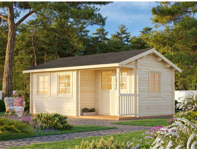 Palmako Blockbohlenhaus Susanna Gartenhaus in Braun mit Satteldach, B/H/T: 510 x 278 x 380 cm - Bild 1