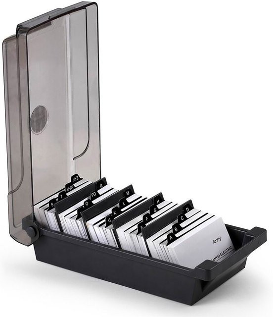 JIELISI Namenskartenbox in Schwarz mit Trennwänden und Indexregisterkarten für bis zu 500 Karten - Bild 1