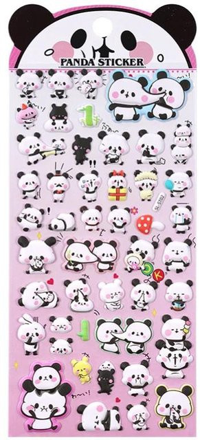 Yiran toy 1 3D Panda Aufkleber in Weiß als DIY Bastelmaterial für Kinder und zur Dekoration von Post-it Notizen - Bild 1