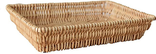 Neoglint Rattan Aufbewahrungskorb beige, stapelbarer geflochtener Korb für Obst und Snacks - Bild 1