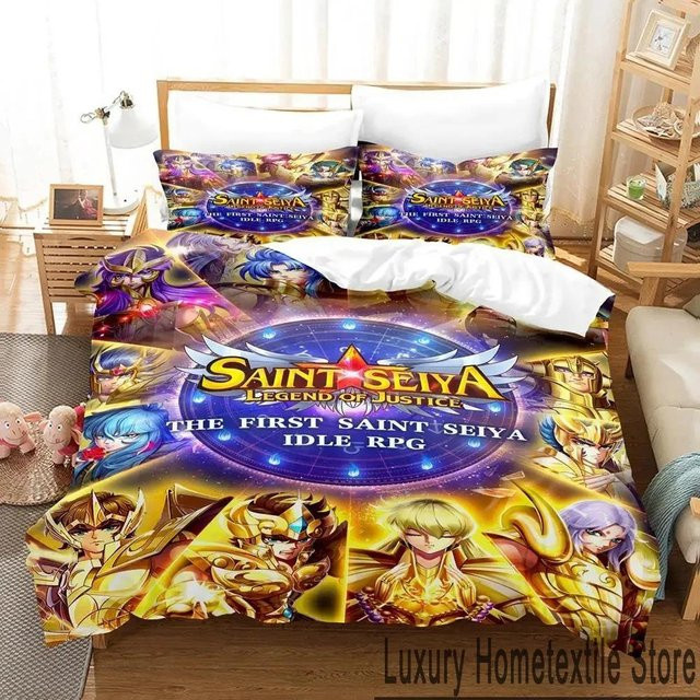 Saint Seiya Anime Bettwäsche-Set mit 3D-Druck von Binchi Outdoor Product, bestehend aus Bettbezug und Kissenbezug, Mehrfarbig, B/H: 133 x 70 cm - Bild 1