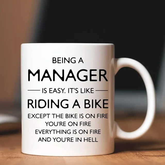 XiJing Kaffeetasse Being A Manager Is Easy aus Keramik, Weiß, Höhe: 27,9 cm - Bild 1