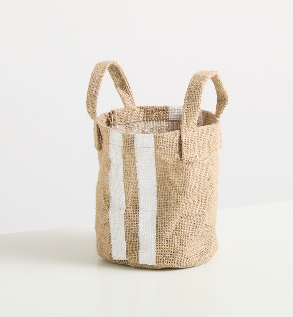 Blume2000 Jute Pflanzsack Grow Bag in Weiß und Multicolour, rund, Höhe: 15 cm - Bild 1