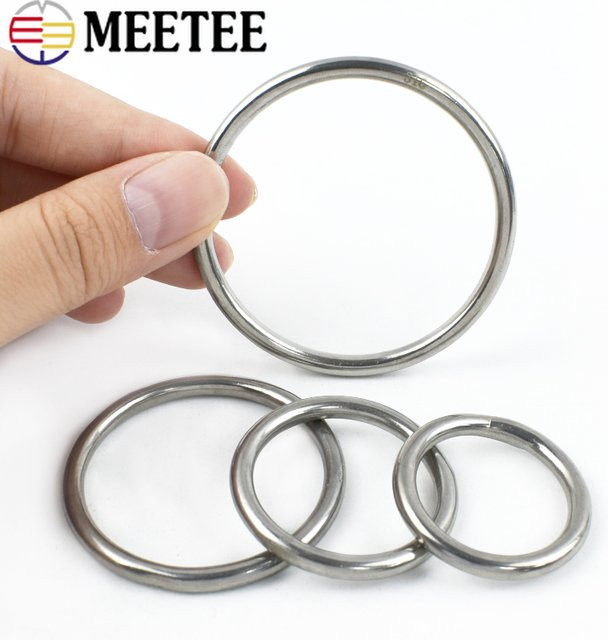 Meetee Edelstahl O-Ringe und Metallschnallen für Taschenriemen und Hundehalsband-Schlaufen DIY Hardware-Zubehör, 15-100mm, 3-5 Stück - Bild 1