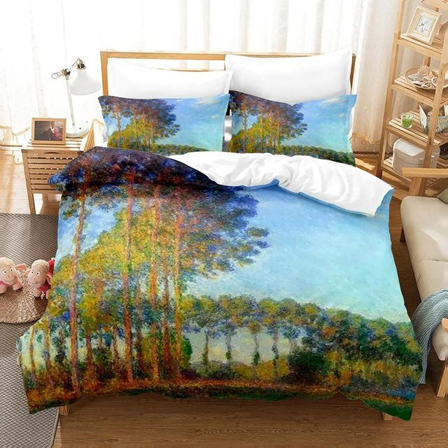 Bettwäscheset Monet Ölgemälde Regenschirm Mädchen aus Polyester, Queen Size, B/B: 228 x 228 cm, Mehrfarbig - Bild 1