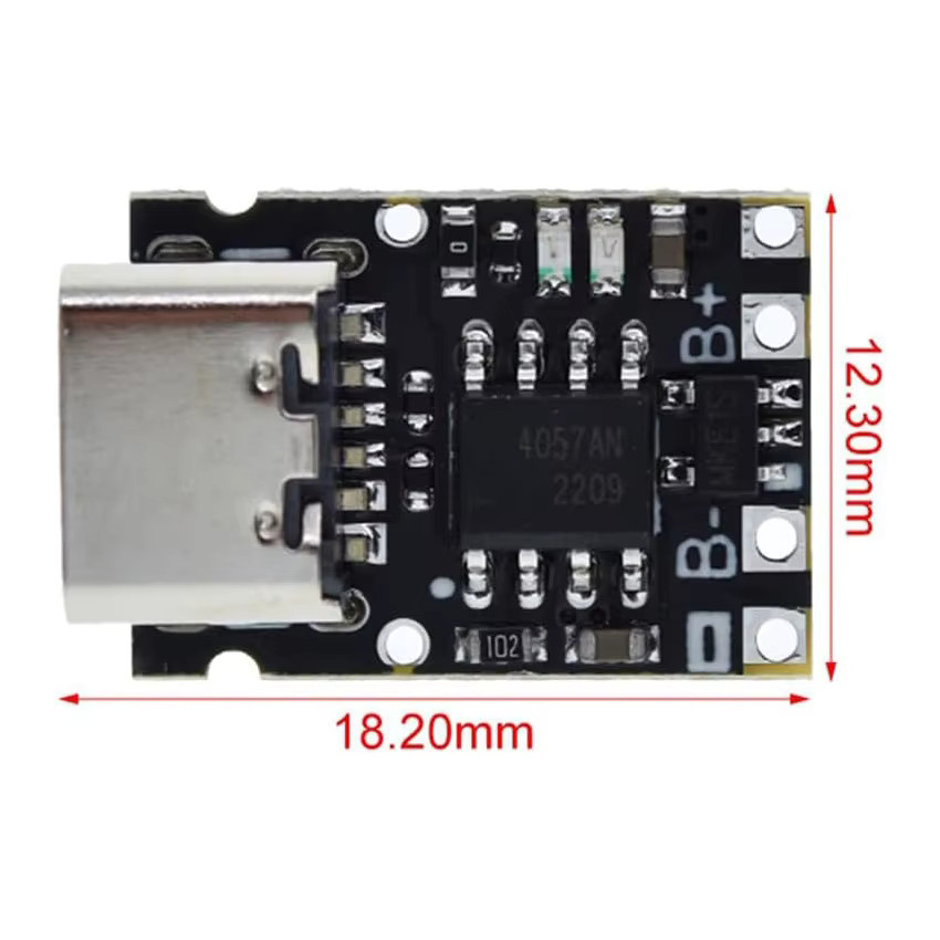 AOKIN TP4057 1A 3,7 V Lithium-Batterie-Lade- und Entladeplatine mit Schutz und USB-C Anschluss, Schwarz, 5/10 Stück - Bild 2